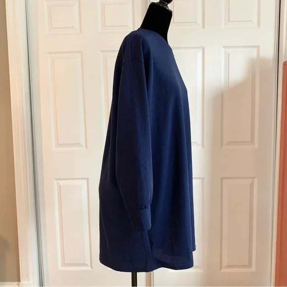 SHEIN Navy Blue Oversized Long Sleeve Tunic Dress - Picture 4 of 8